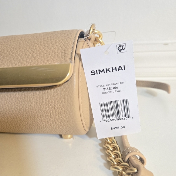 New Simkhai Rola Cylinder Calf Leather Gold Tone Chain Camel Crossbody Handbag - Picture 10 of 16